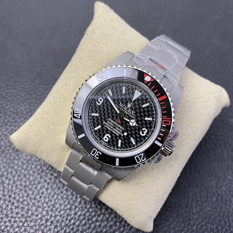 super cloneRolex modified watch sandblasted shell carbon disk front view