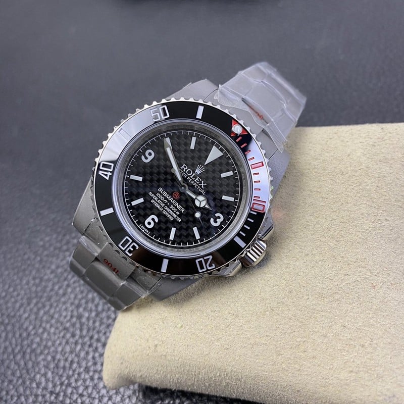 super cloneRolex modified watch sandblasted shell carbon disk front view
