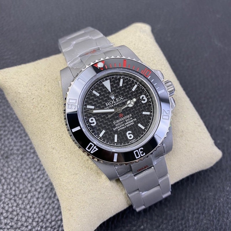 super cloneRolex modified watch sandblasted shell carbon disk front view