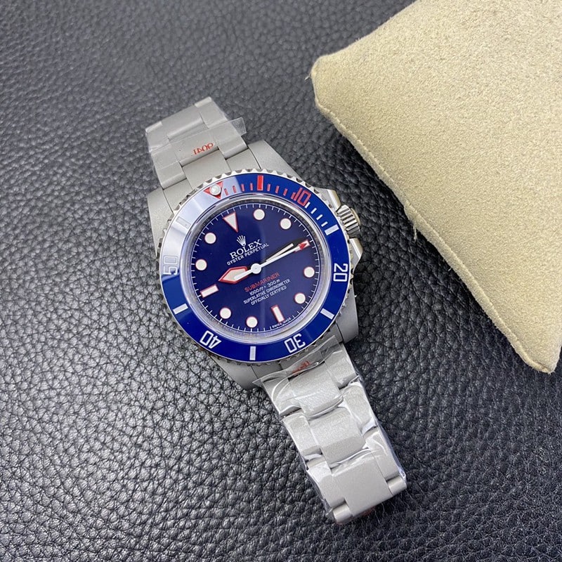 replicaRolex modified watch sandblasted case blue dial front view