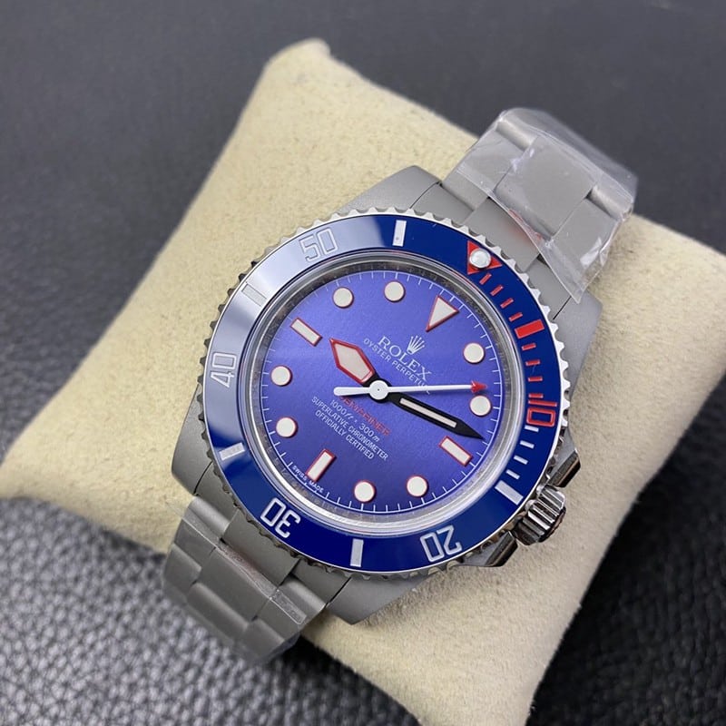 replicaRolex modified watch sandblasted case blue dial front view