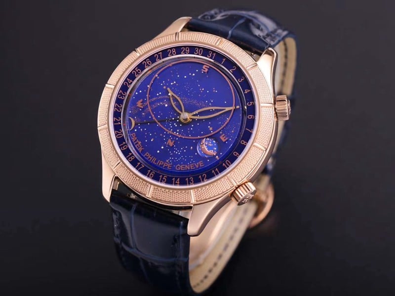 high-quality replicaPatek Philippe watch complex function starry sky series 5106R/5102/6104rose goldblue dial front view