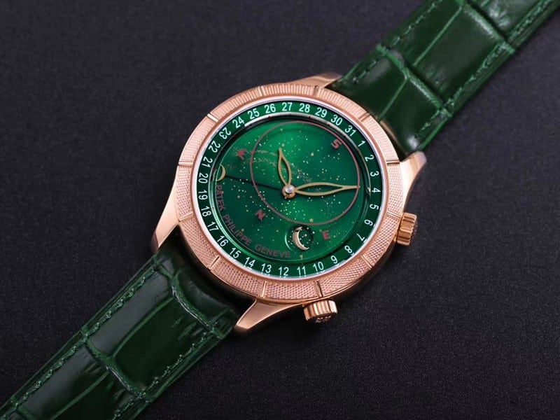 replicaPatek Philippe watch complex function starry sky series 5106R/5102/6104rose goldgreen dial front view