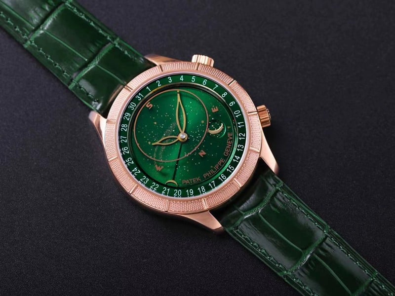 replicaPatek Philippe watch complex function starry sky series 5106R/5102/6104rose goldgreen dial front view