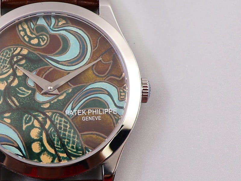 super clonePatek Philippe5077P-102 watch Bhutan six-color fabric micro-painted enamel detail shots