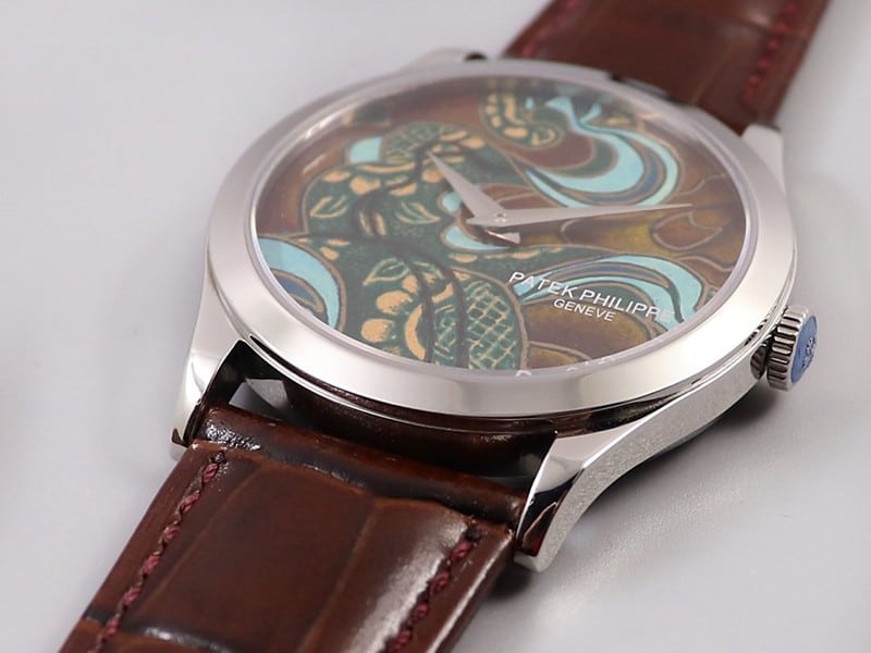 super clonePatek Philippe5077P-102 watch Bhutan six-color fabric micro-painted enamel detail shots