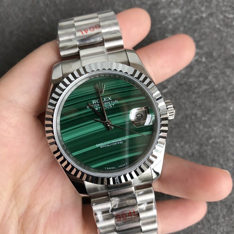 Rolex Datejust 36mm Malachite Green Dial Men's Mechanical Front View