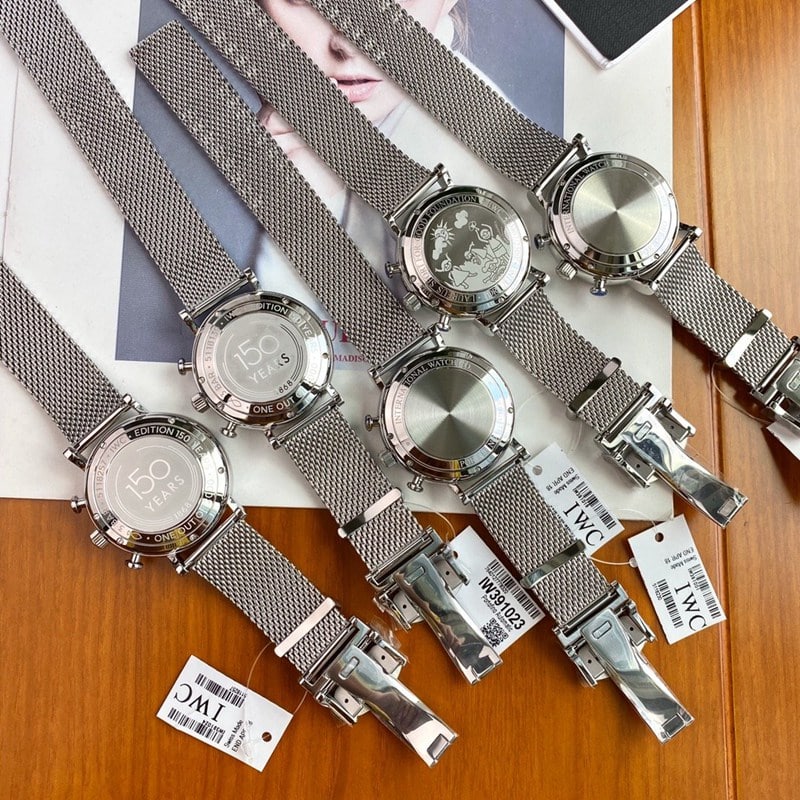 IWC Original IWC Portugieser Steel Milanese Strap Swiss ETA 7750 Movement Black, White, Blue Three Colors Case Back Photos