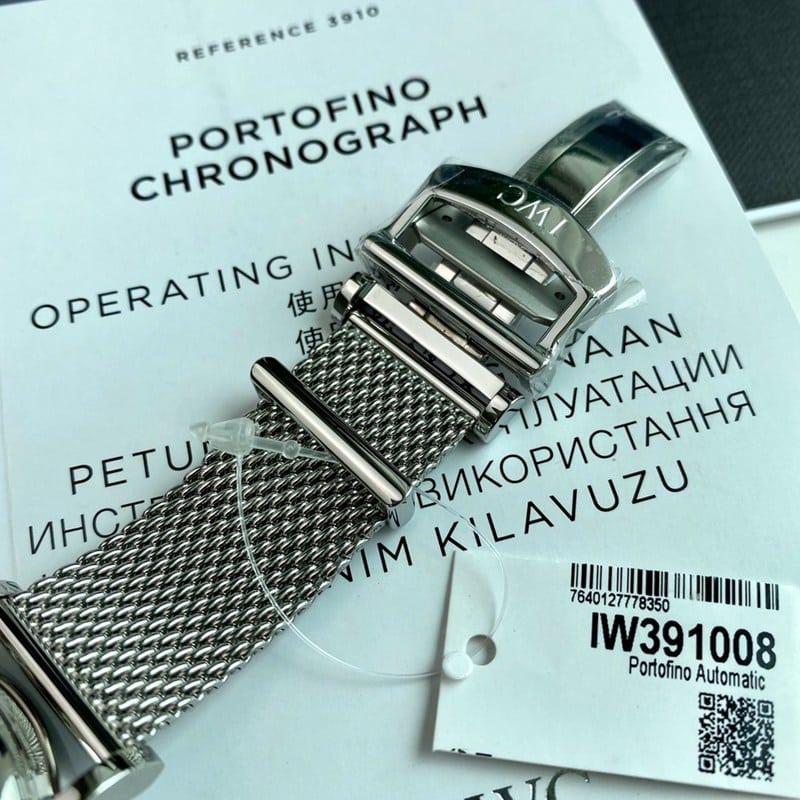 IWC IWC Original High-Quality Portuguese Milano Mesh Strap Swiss ETA 7750 Movement Available in Black, White, and Blue with Buckle Images