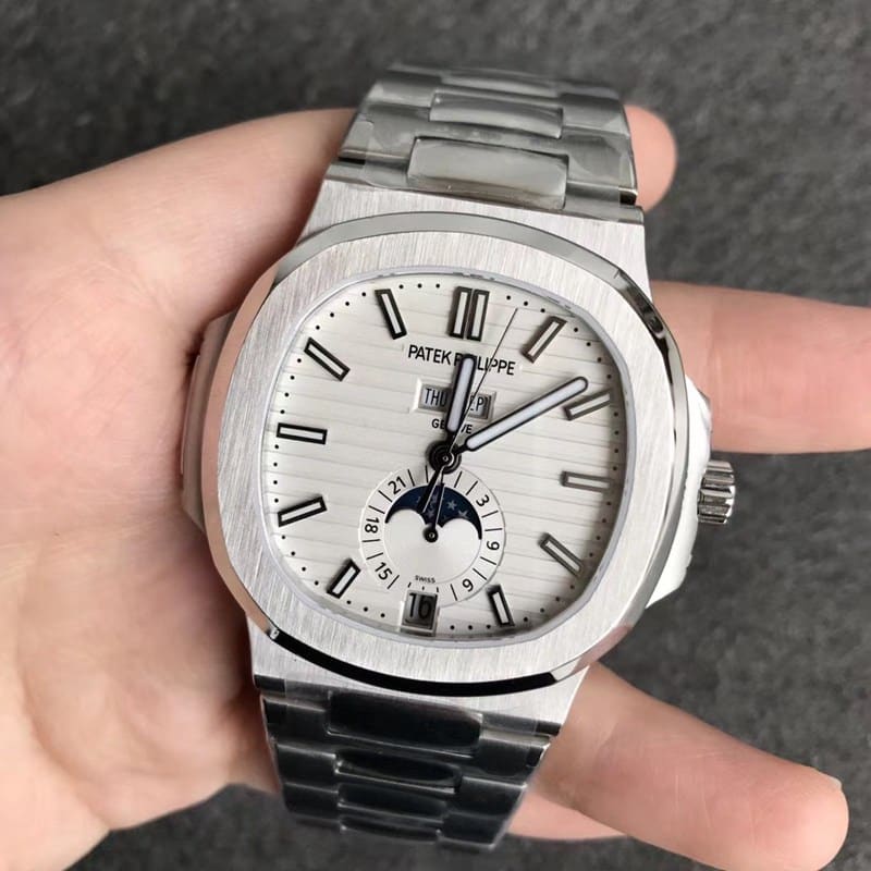 V9 factory Patek Philippe top nautilus 5726 men's mechanical watch white dial front view