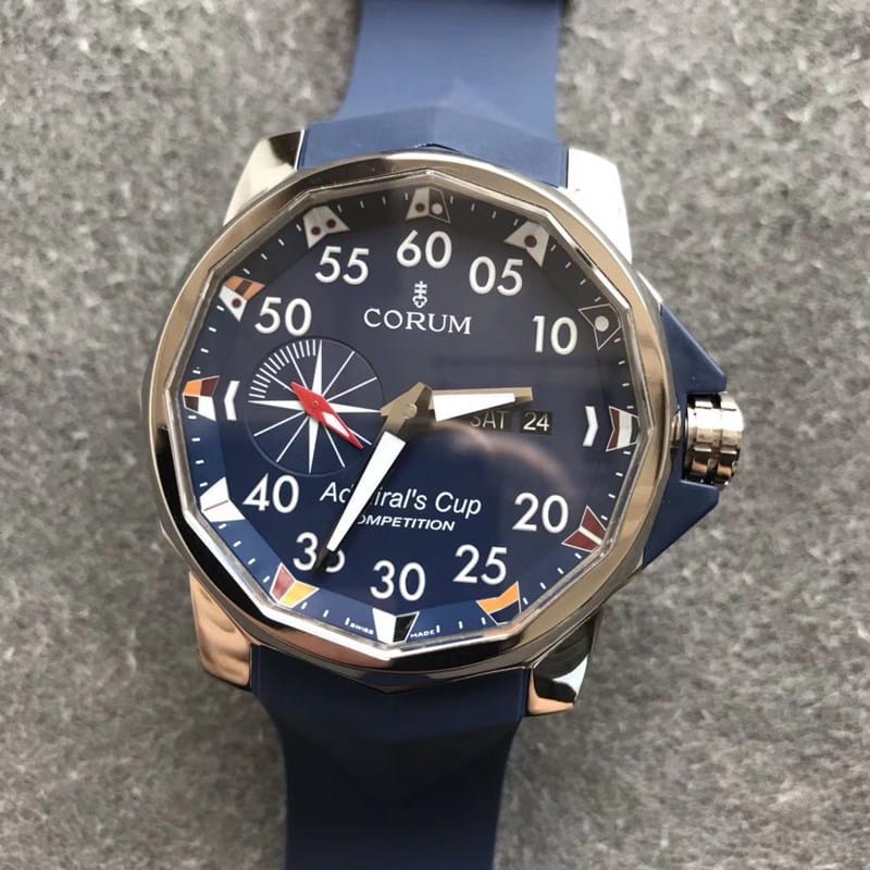 Corum watch high-quality men's watch admiral series large diameter tough guy style blue dial front view