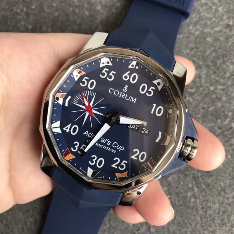 Corum watch high-quality men's watch admiral series large diameter tough guy style blue dial front view