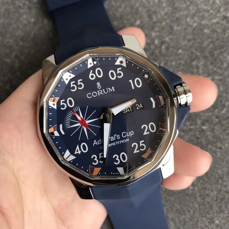 Corum watch high-quality men's watch admiral series large diameter tough guy style blue dial front view