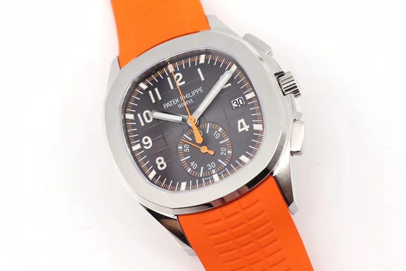 OM Factorytop-tier replicaPatek Philippe grenade chronograph watch new 5968A-001 integrated movement watch orange front view