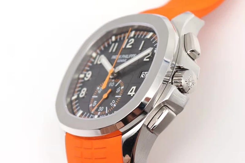 OM Factorytop-tier replicaPatek Philippe grenade chronograph watch new 5968A-001 integrated movement watch orange detail shots