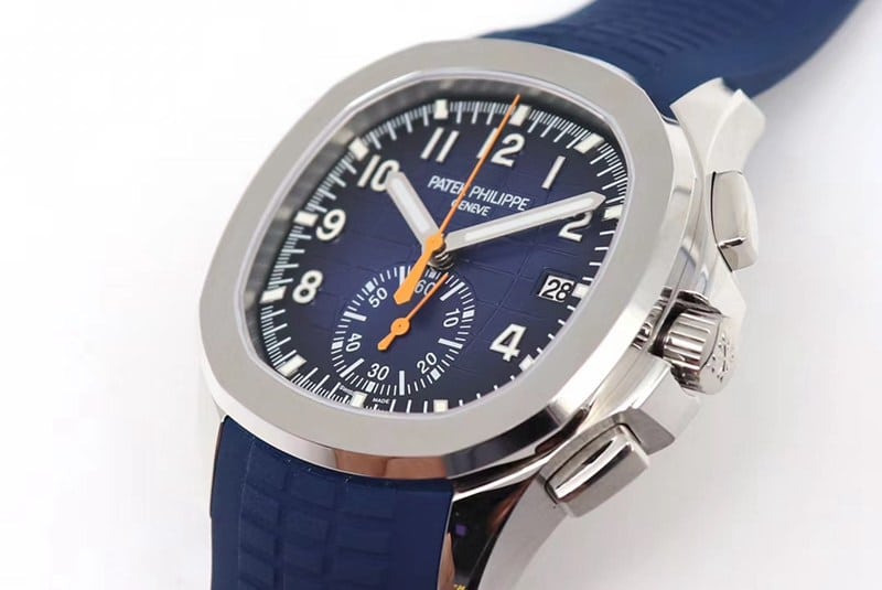 OM Factory Top Grade Patek Philippe Aquanaut Chronograph Watch New 5968A-001 Integrated Movement Watch Blue Front View