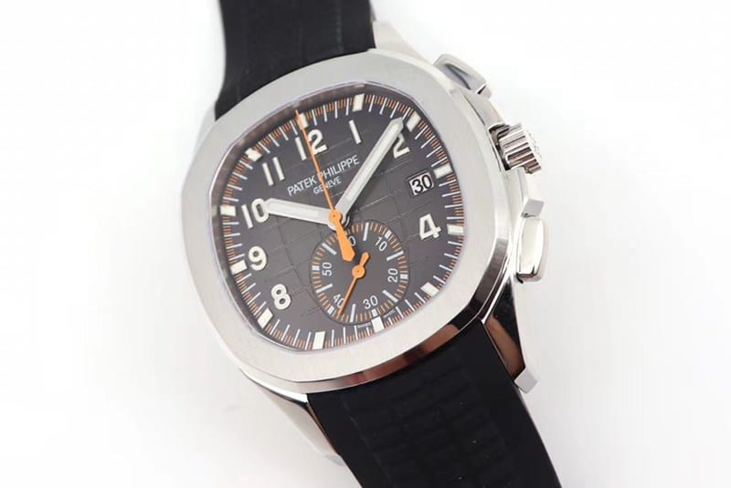 OM Factorytop-tierhigh-quality replicaPatek Philippe grenade chronograph watch new 5968A-001 integrated movement watch black rubber bracelet front view