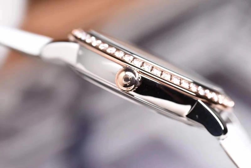 super cloneOmega women's De Ville series watch Butterfly Dance 32.7mm diamond white dial side view