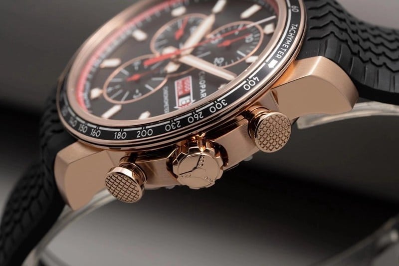 watch ChopardV7 factory racing series rose goldblack dial boutique men's mechanical watch side view