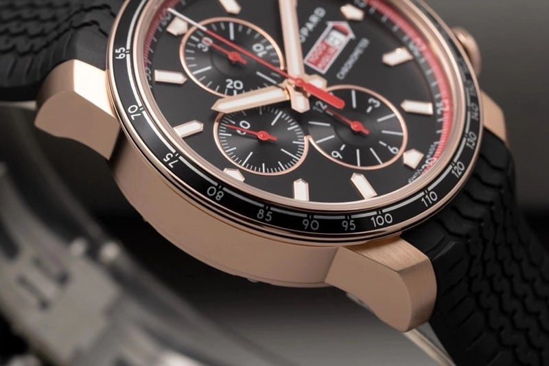 watch ChopardV7 factory racing series rose goldblack dial boutique men's mechanical watch detail shots