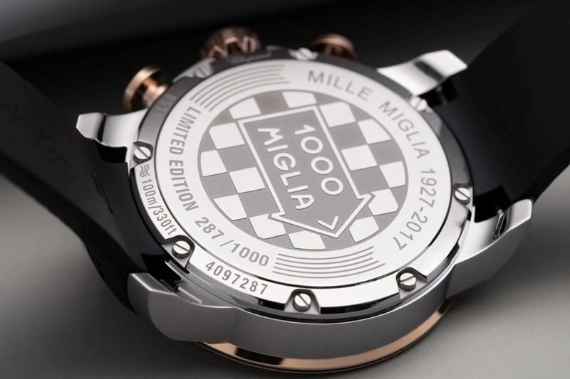 watch ChopardV7 factory boutique racing series black dial men's mechanical watch back cover picture