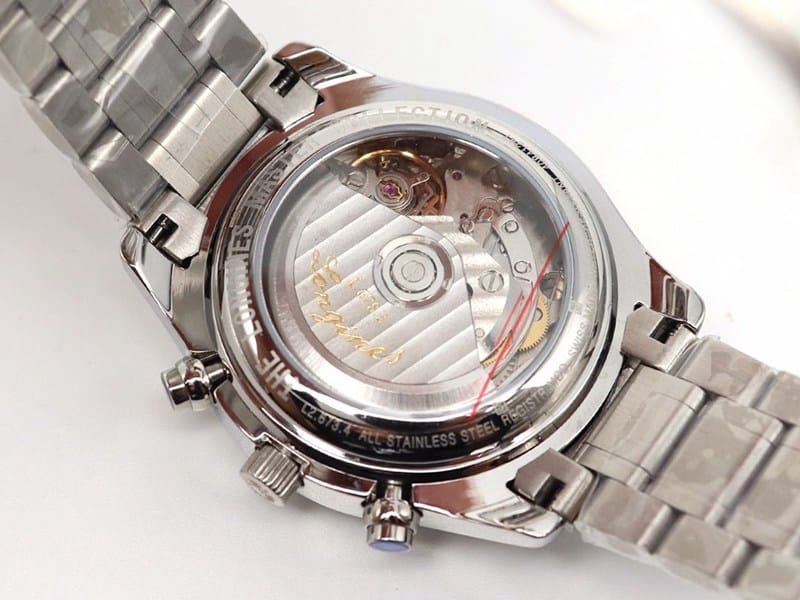 GL factory Longinesreplica watch famous eight-pin moon phase7751 blue dialsteel bracelet movement picture