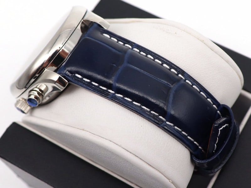 GL factory Longinessuper watch famous eight-pin moon phase7751blue dialleather strap model bracelet picture