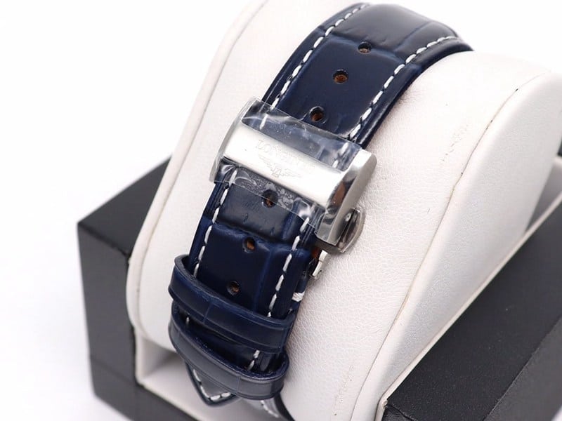 GL factory Longinessuper watch famous eight-pin moon phase7751blue dialleather strap model clasp picture