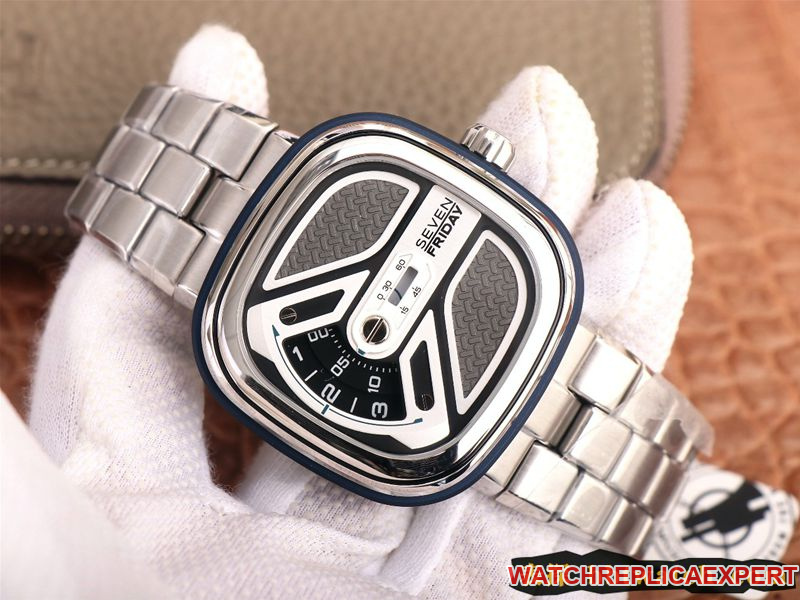 watch SEVENFRIDAY/seven day display five watch Swiss automatic movementmen's watchsteel bracelet large dialM1B/01M front view