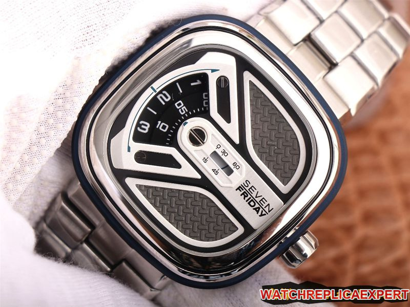 watch SEVENFRIDAY/seven day display five watch Swiss automatic movementmen's watchsteel bracelet large dialM1B/01M front view