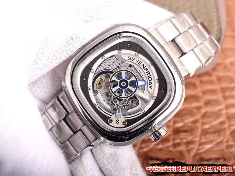 SEVENFRIDAY seven day display five watch automatic movementmen's watch Swiss steel bracelet large dialS1/01M front view