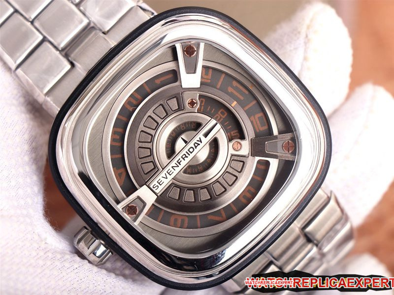 SEVENFRIDAYreplica/seven day display five watch automatic movementmen's watch Swiss steel bracelet large dialM series front view