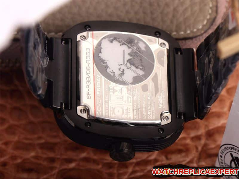 Seven day display five watch all black super cool hollow SEVENFRIDAY/automatic movement fashion men's watch Swiss steel bracelet large dial back cover picture