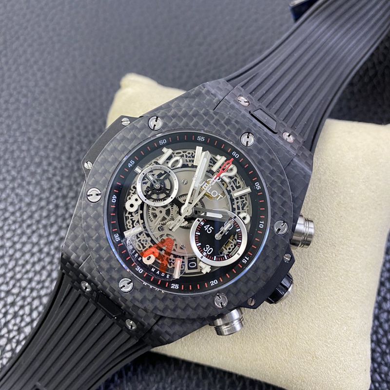 Hublot BIG BANG series carbon fiber case watch front view