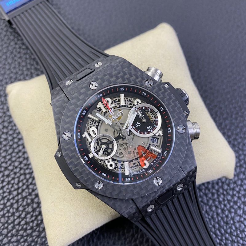 Hublot BIG BANG series carbon fiber case watch front view