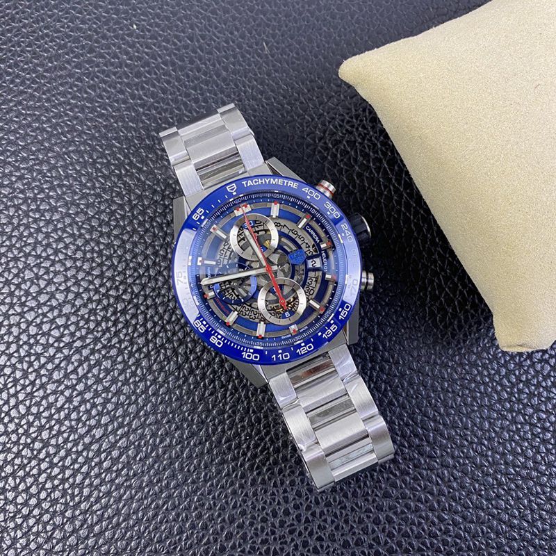 TAG Heuer watch Carrera - new blue face hollow mechanical men's watch front view