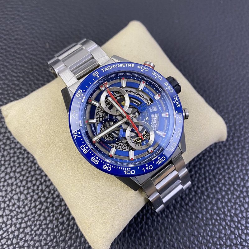 TAG Heuer watch Carrera - new blue face hollow mechanical men's watch front view