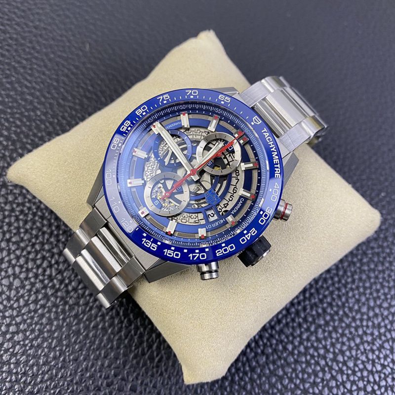 TAG Heuer watch Carrera - new blue face hollow mechanical men's watch front view