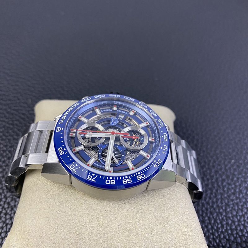 TAG Heuer watch Carrera - new blue face hollow mechanical men's watch front view