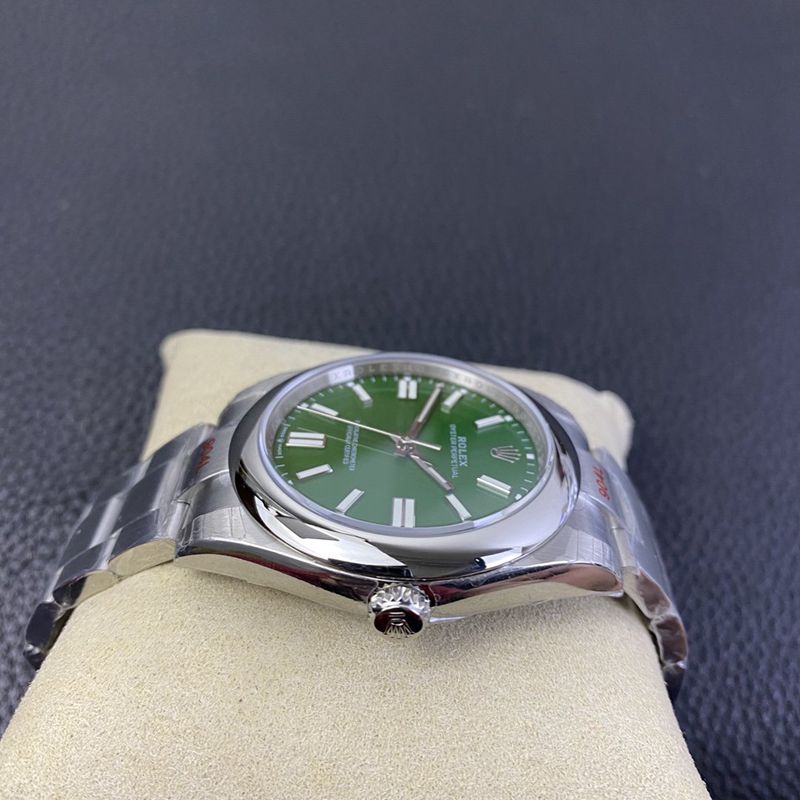 Rolex new Oyster Perpetual green dialreplica watch side view