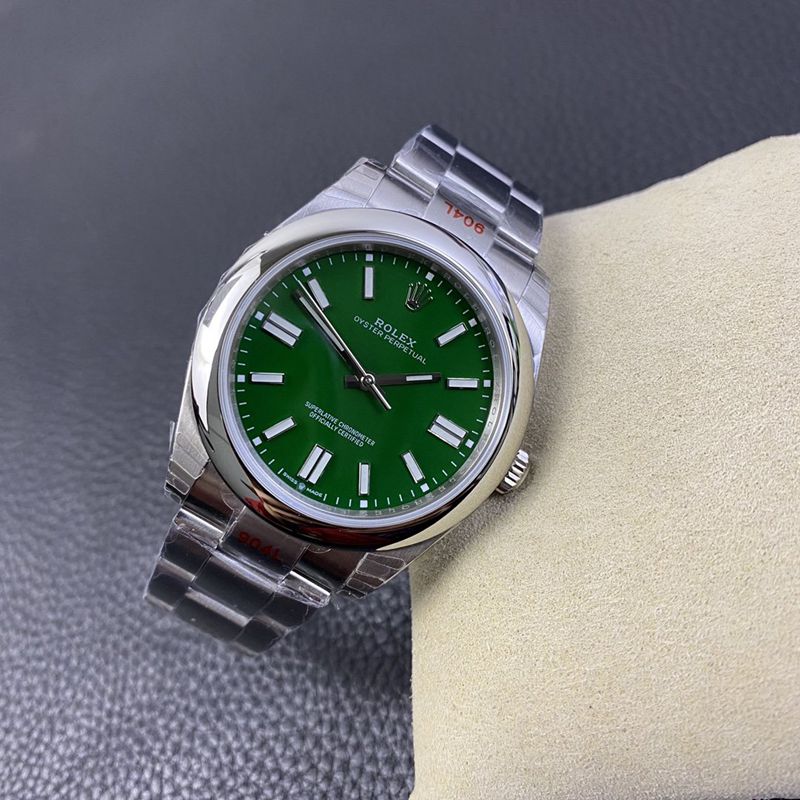 Rolex new Oyster Perpetual green dialreplica watch front view