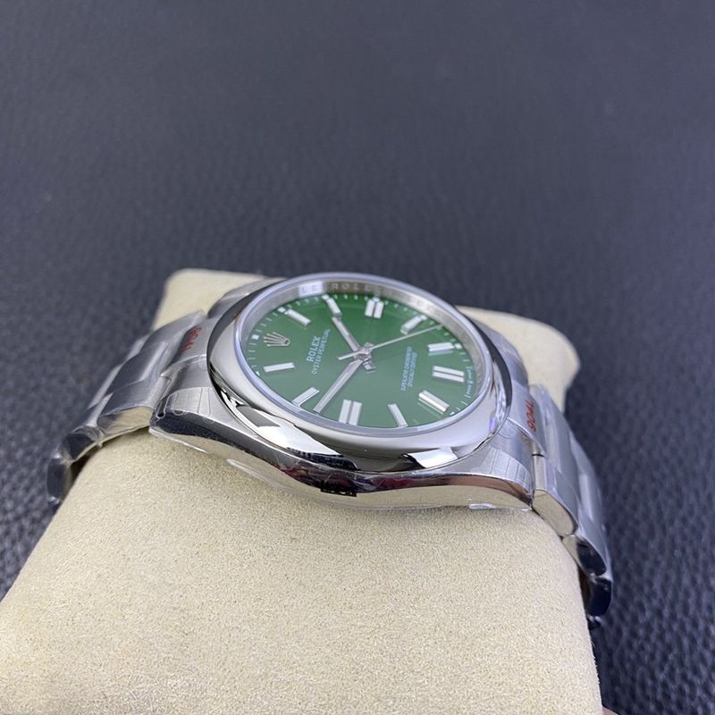 Rolex new Oyster Perpetual green dialreplica watch side view