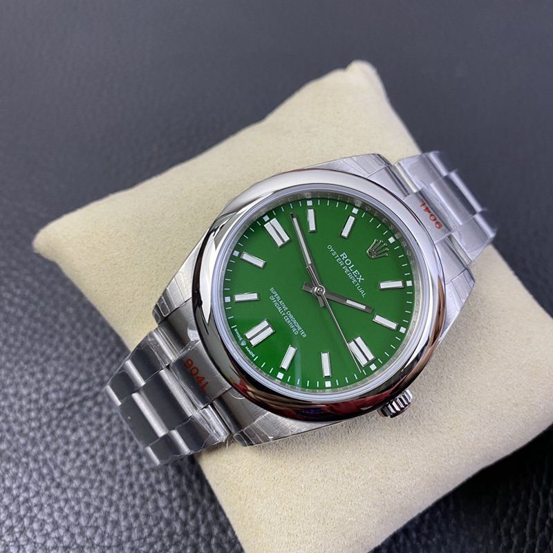 Rolex new Oyster Perpetual green dialreplica watch front view