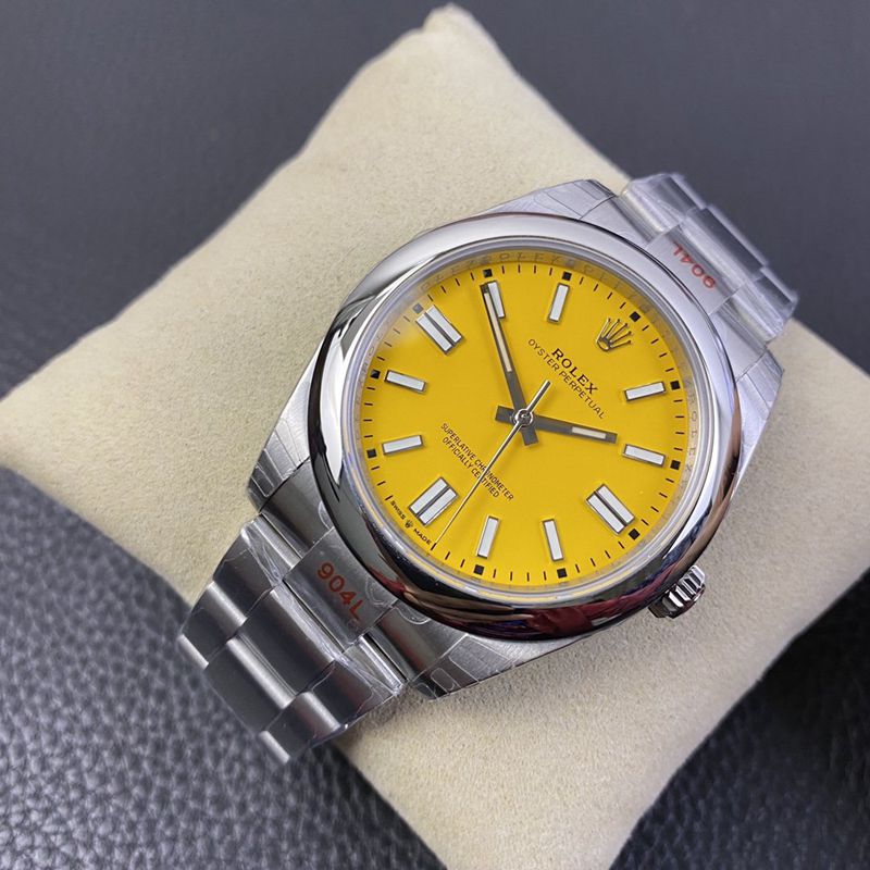 Rolex2020 new watch Oyster Perpetual yellow plate 3230movement front view