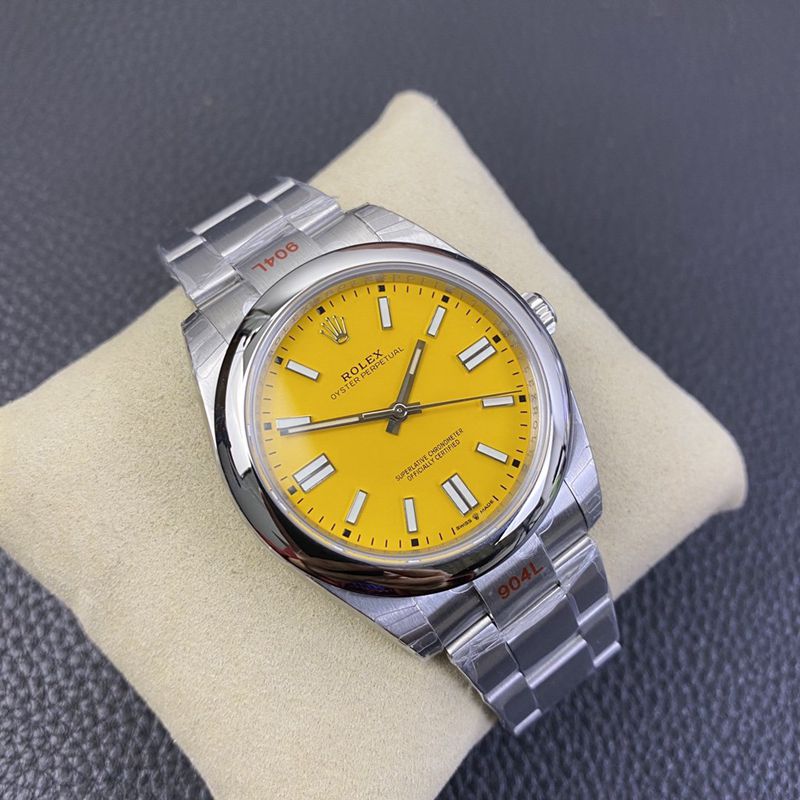 Rolex2020 new watch Oyster Perpetual yellow plate 3230movement front view