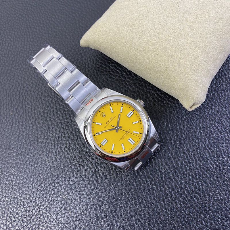 Rolex2020 new watch Oyster Perpetual yellow plate 3230movement front view