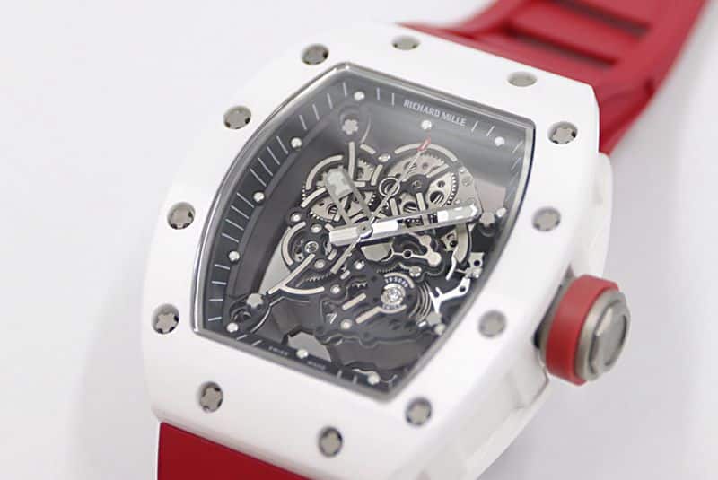 Richard Mille's new RM-055 imported white ceramic V2 upgraded watch front view