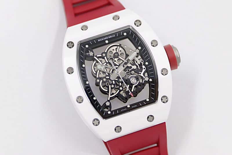 Richard Mille's new RM-055 imported white ceramic V2 upgraded watch front view