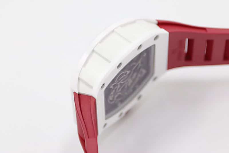 Richard Mille's new RM-055 imported white ceramic V2 upgraded watch side view