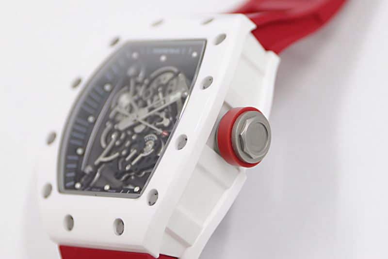 Richard Mille's new RM-055 imported white ceramic V2 upgraded watch detail shots
